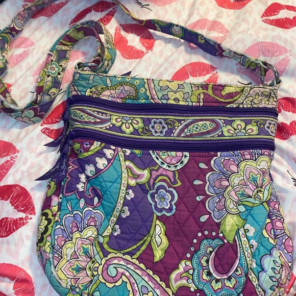 Vera Bradley Handbags - Vera Bradley Purple Teal Paisley Quilted Crossbody Bag